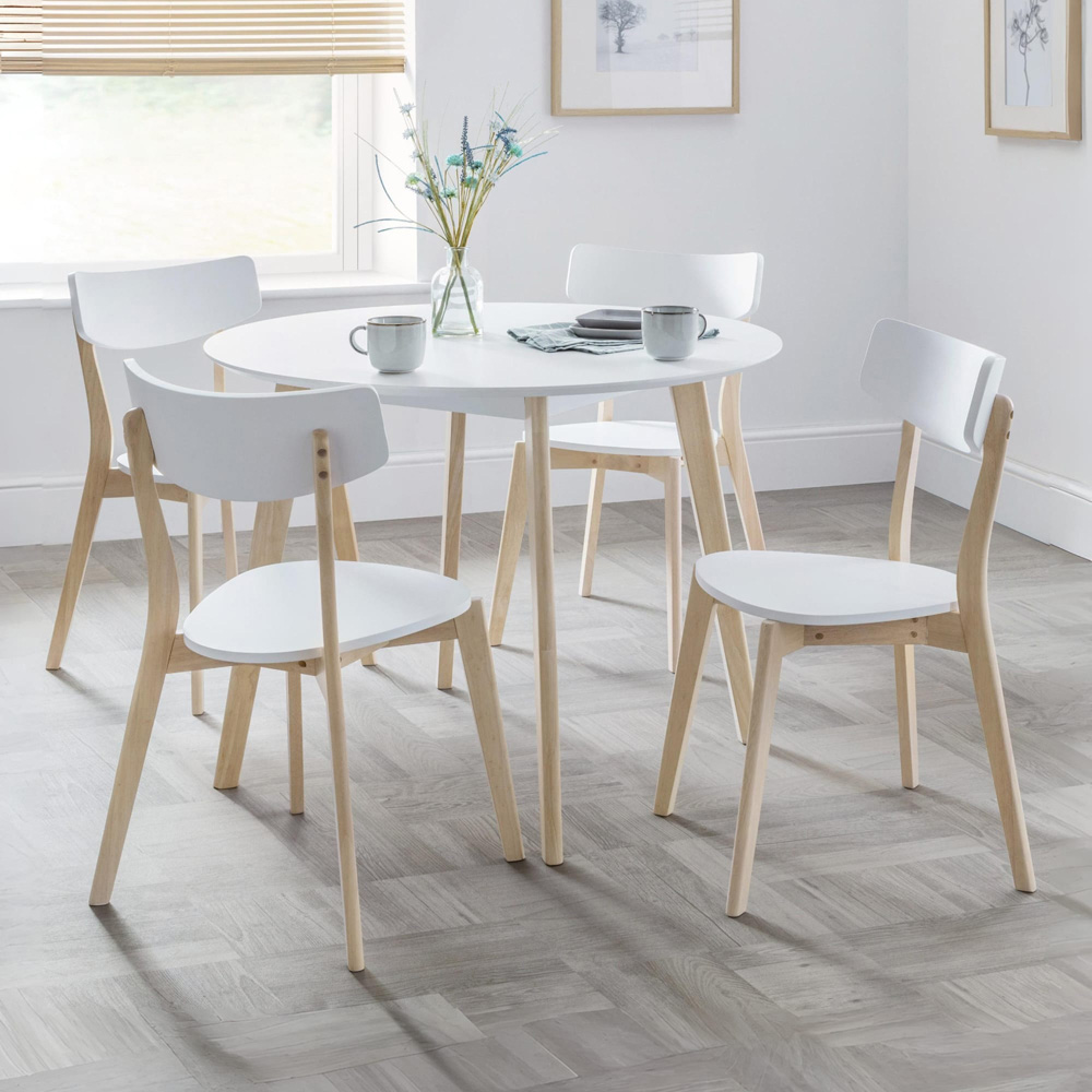 Julian Bowen Casa Set of 2 White and Oak Dining Chairs Image 6