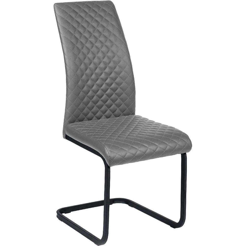 Julian Bowen Xavier Set of 4 Grey Faux Leather Upholstered Cantilever Dining Chairs Image 3