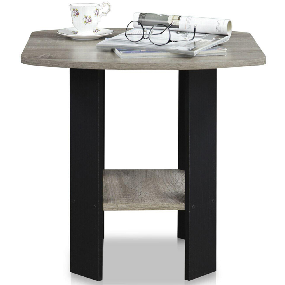 Walplus French Oak Grey Simple Design End Table Set of 2 Image 6