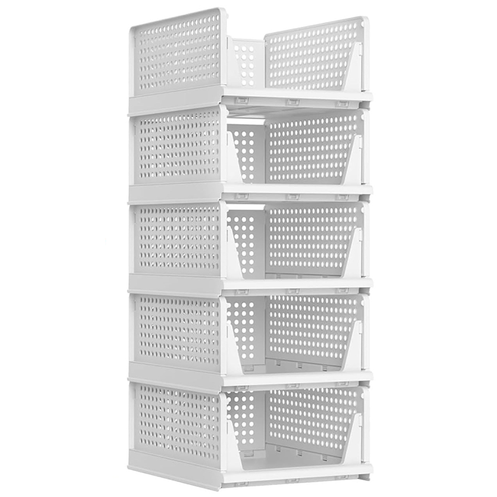 ATEK Stackable Foldable Pull-Out Storage Organiser Drawer 5 Pack Image 1