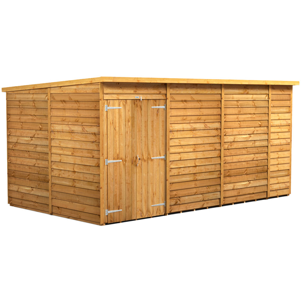 Power Sheds 14 x 8ft Double Door Overlap Pent Wooden Shed Image 1