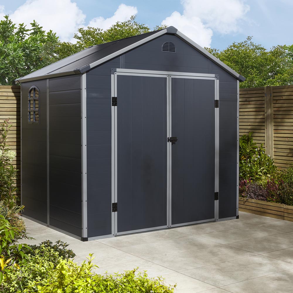 Rowlinson 8 x 6ft Dark Grey  Airevale Plastic Garden Shed Image 6