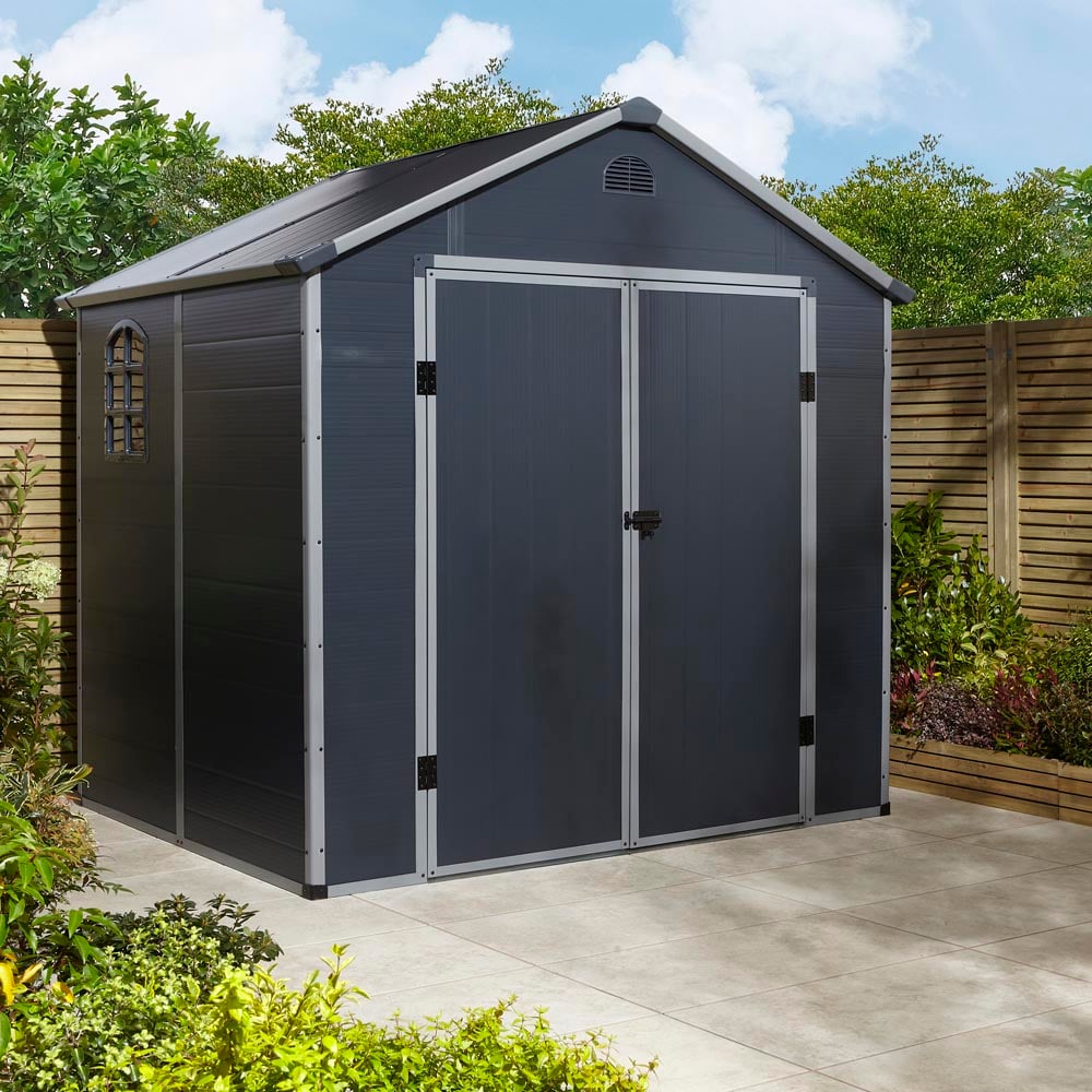 Rowlinson 8 x 6ft Dark Grey  Airevale Plastic Garden Shed Image 6