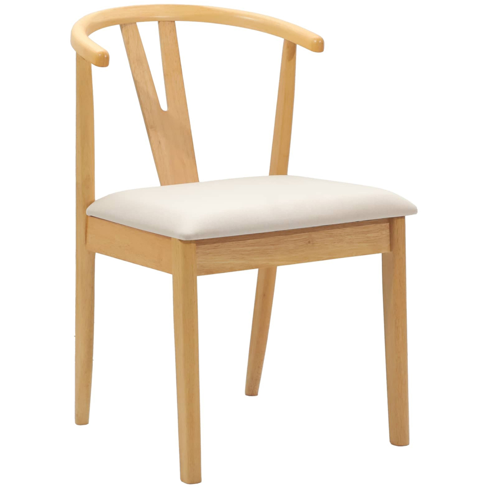 vidaXL Set of 2 Natural Rubberwood Dining Chairs Image 2