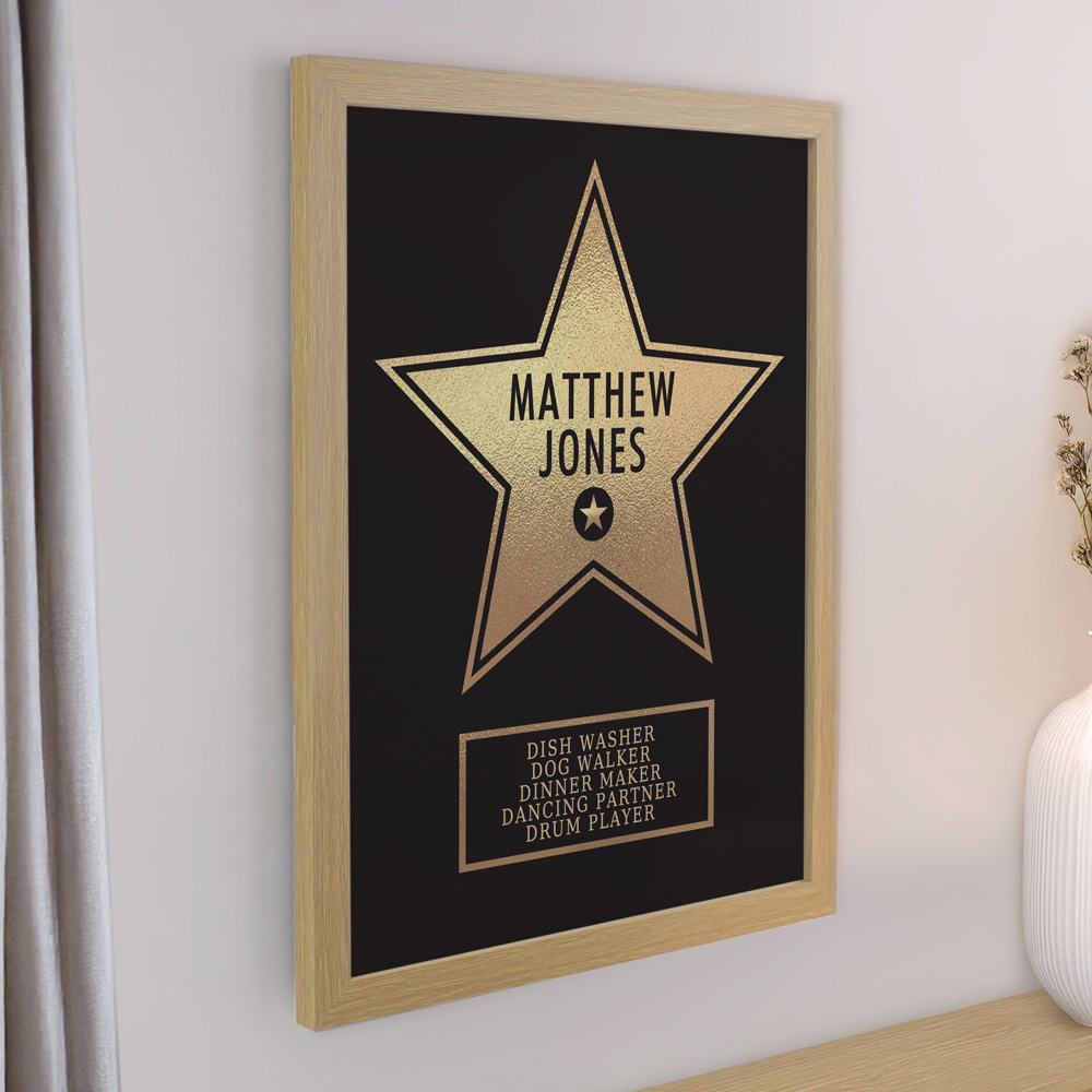Personalised Memento Company Personalised Star Award Oak Poster Frame 12 x 15 inch Image 3
