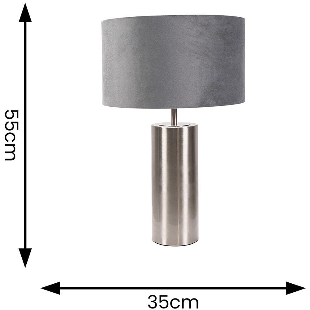 ValueLights Lexy Grey Velvet Shade Chrome Touch LED Table Lamp Image 7