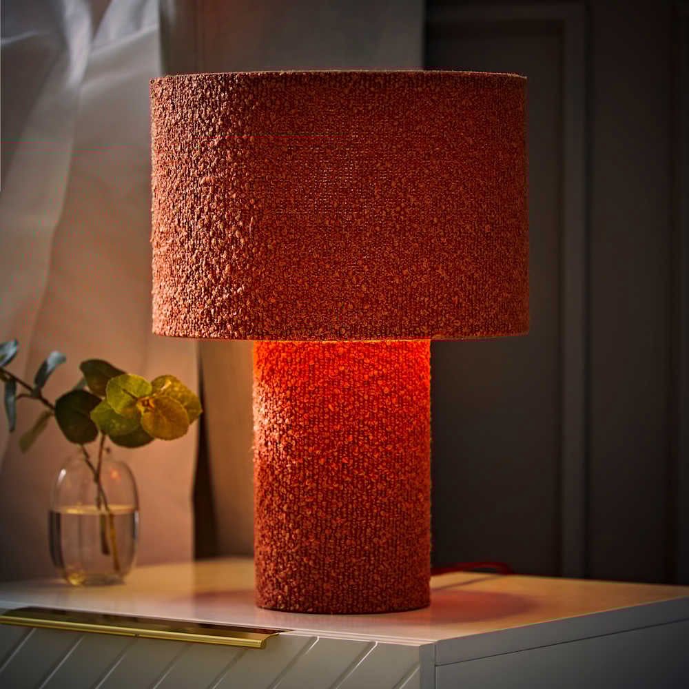 ValueLights Ash Rust Boucle Table Lamp and Bulb Image 2