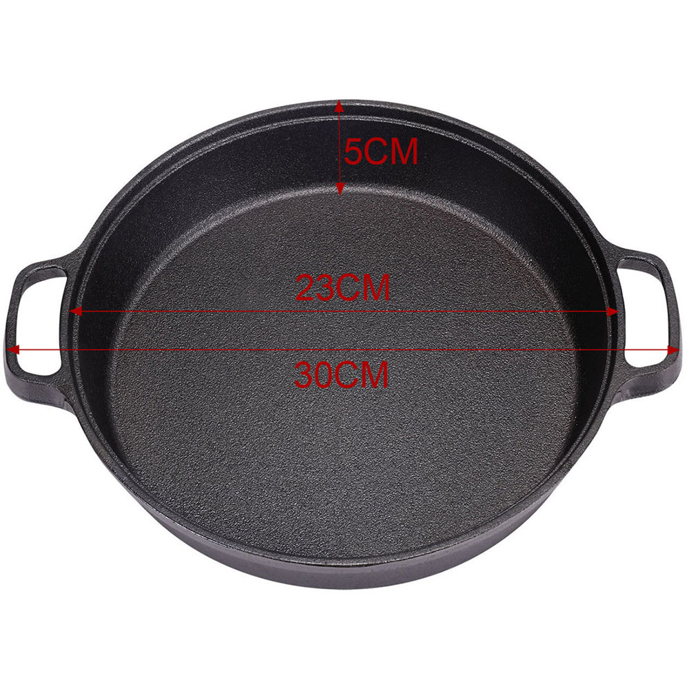 Living and Home Cast Iron Skillet with Double Handles Image 6