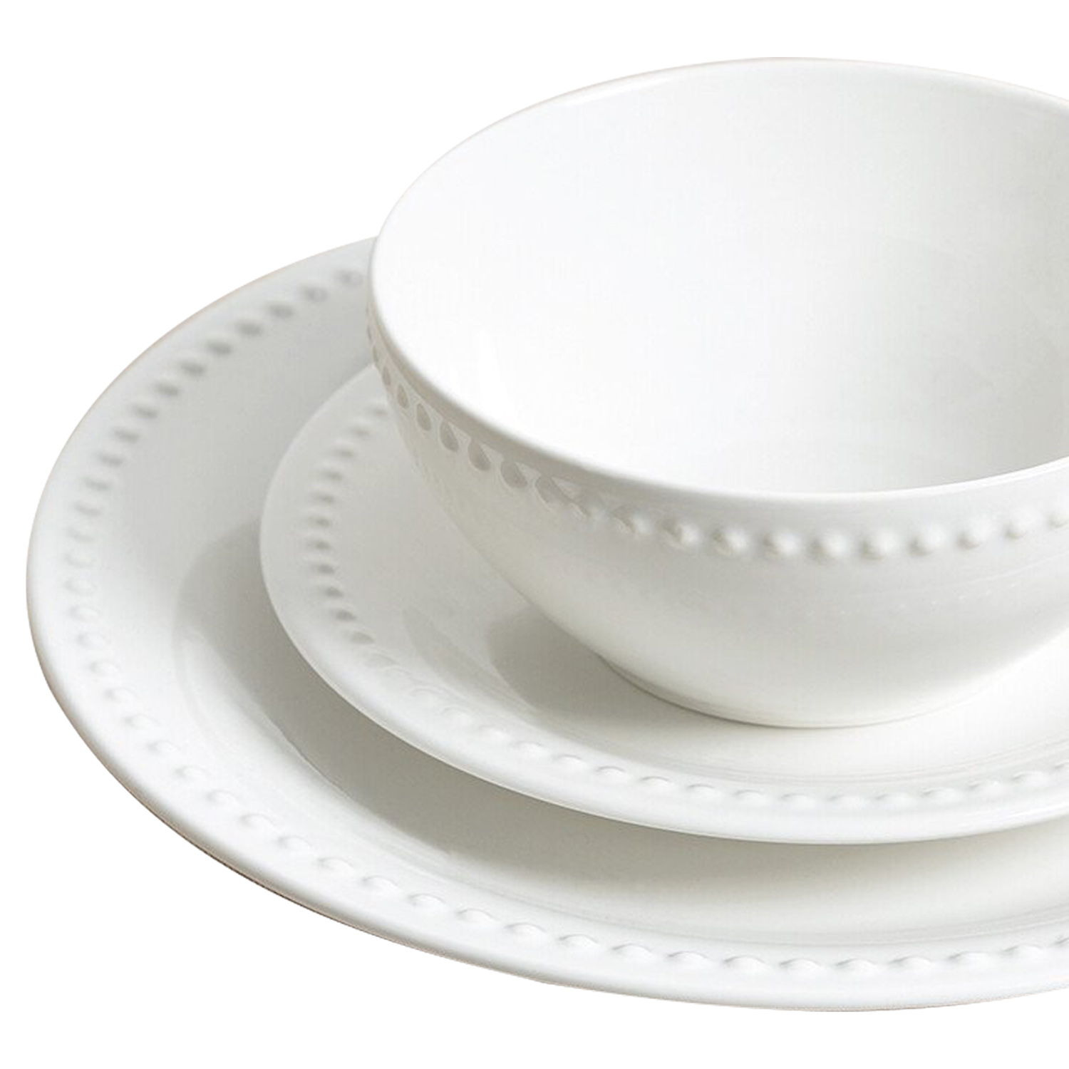 12 Piece Vintage Pearl Dinner Set - White Image 3