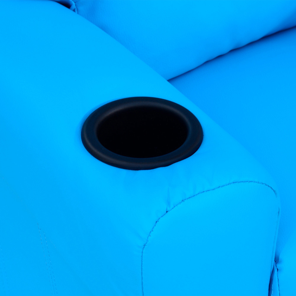 HOMCOM Kids Single Seat Blue Sofa with Cup Holder Image 4
