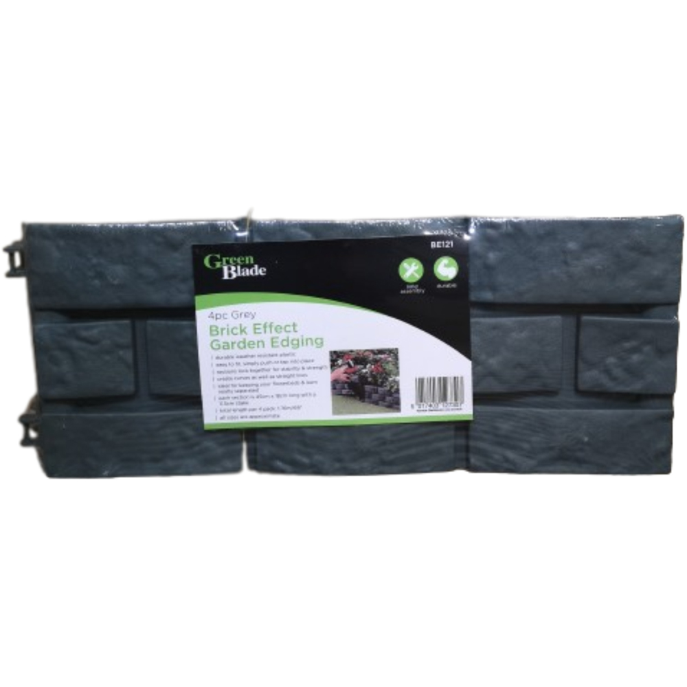 Samuel Alexander 4 Piece Grey Brick Effect Garden Edging Decorative Border Image 3