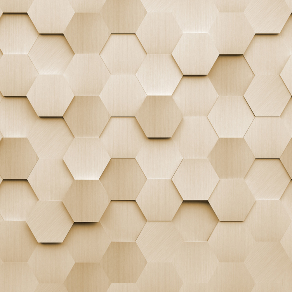 Origin Murals Metal Hexagons Gold Wall Mural Image 2