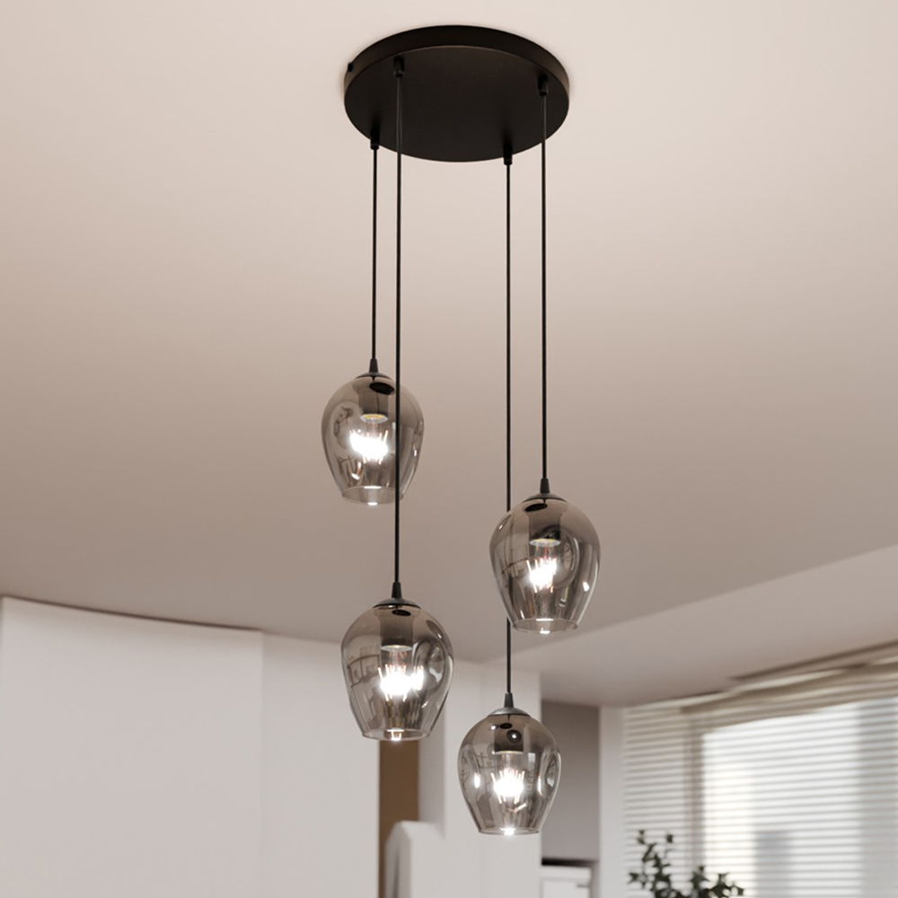 Emibig Istar Prem 4 Light Graphite Shade Black E27 Ceiling Pendant Light Image 5