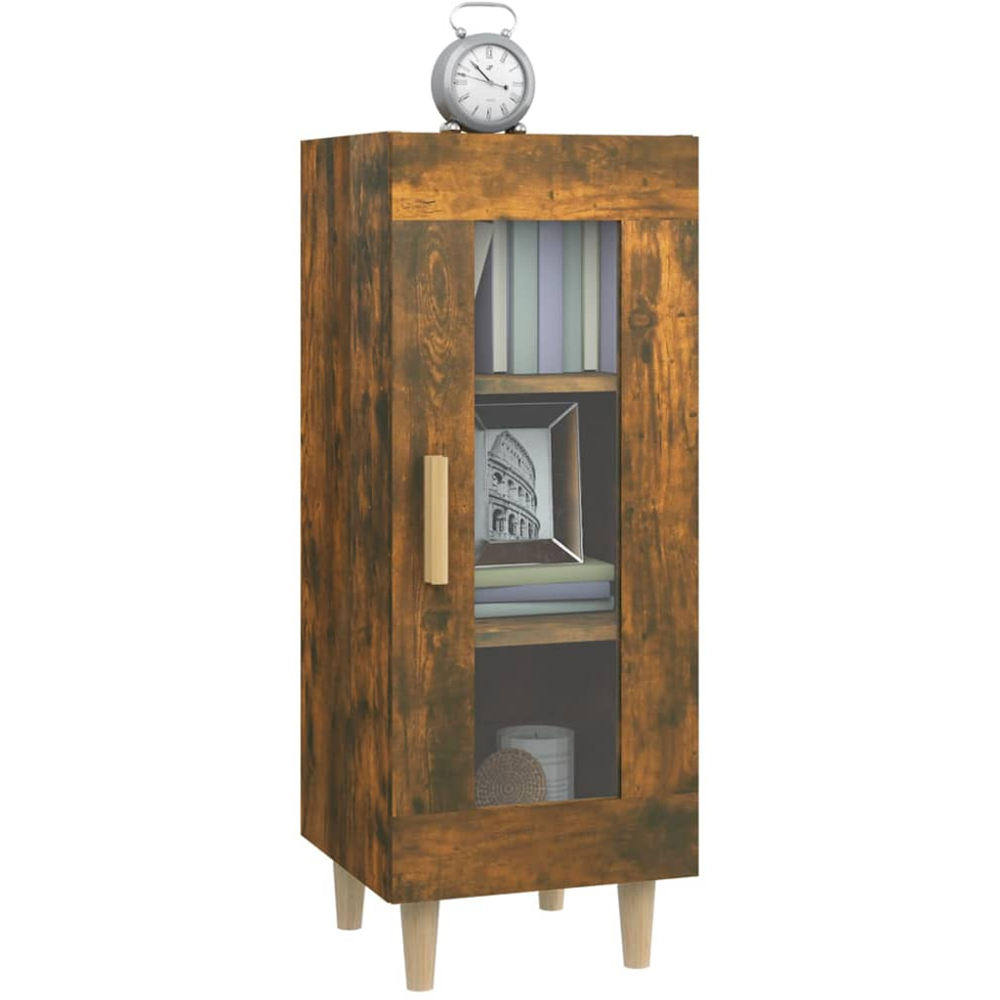 vidaXL Single Glass Door Smoked Oak Sideboard Image 4