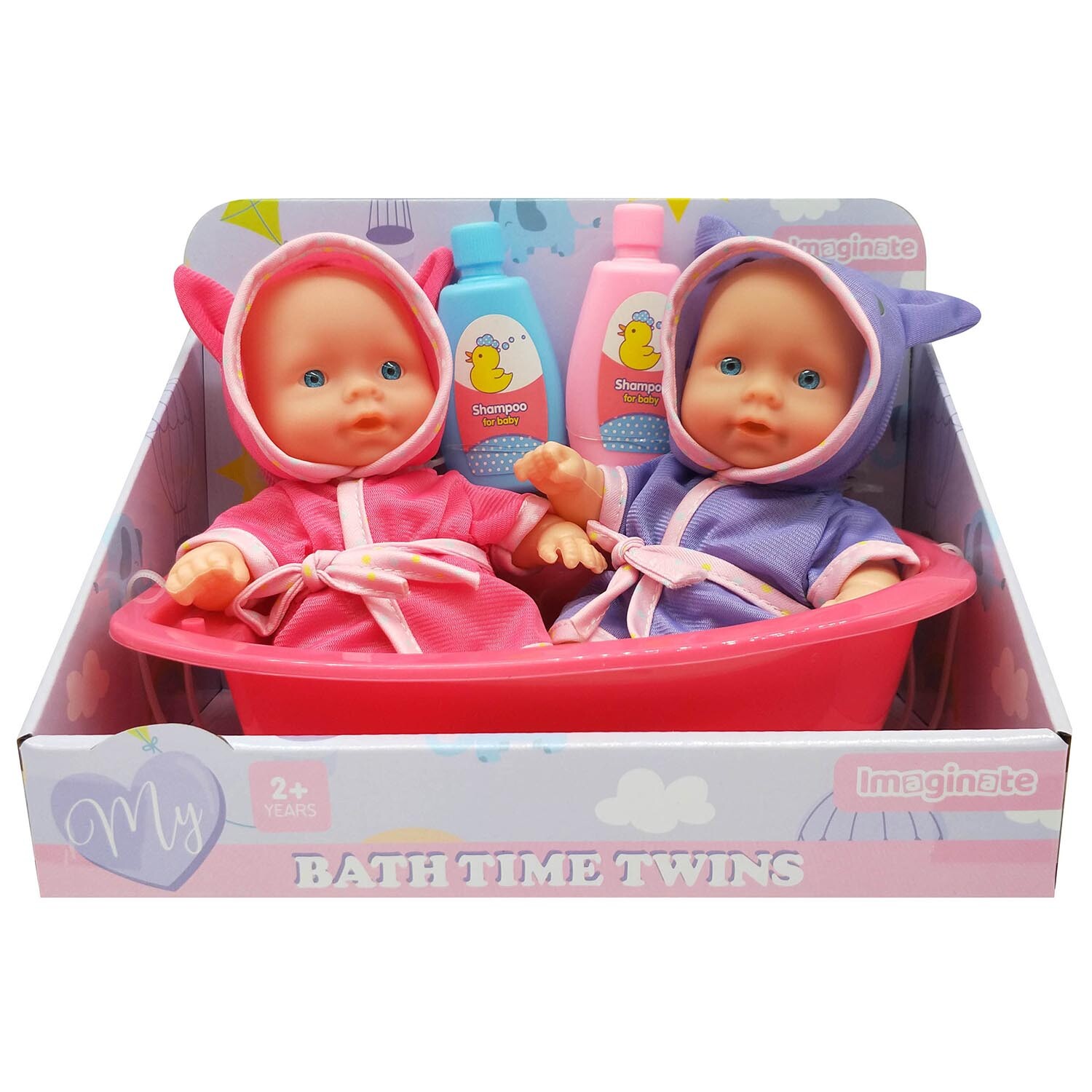 Imaginate Pink Bath Time Twins Doll 20cm Image 1