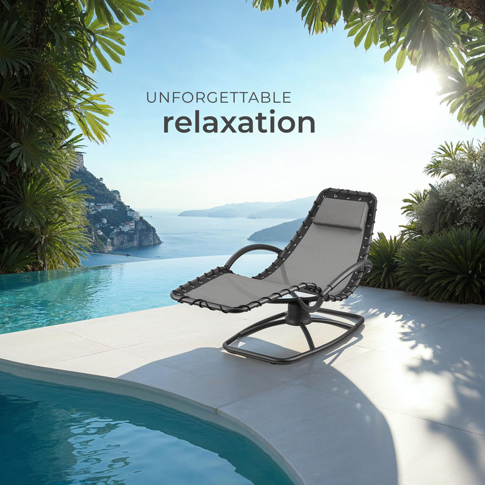tectake Toulon Grey Ergonomic and Rocking Sun Lounger Image 8