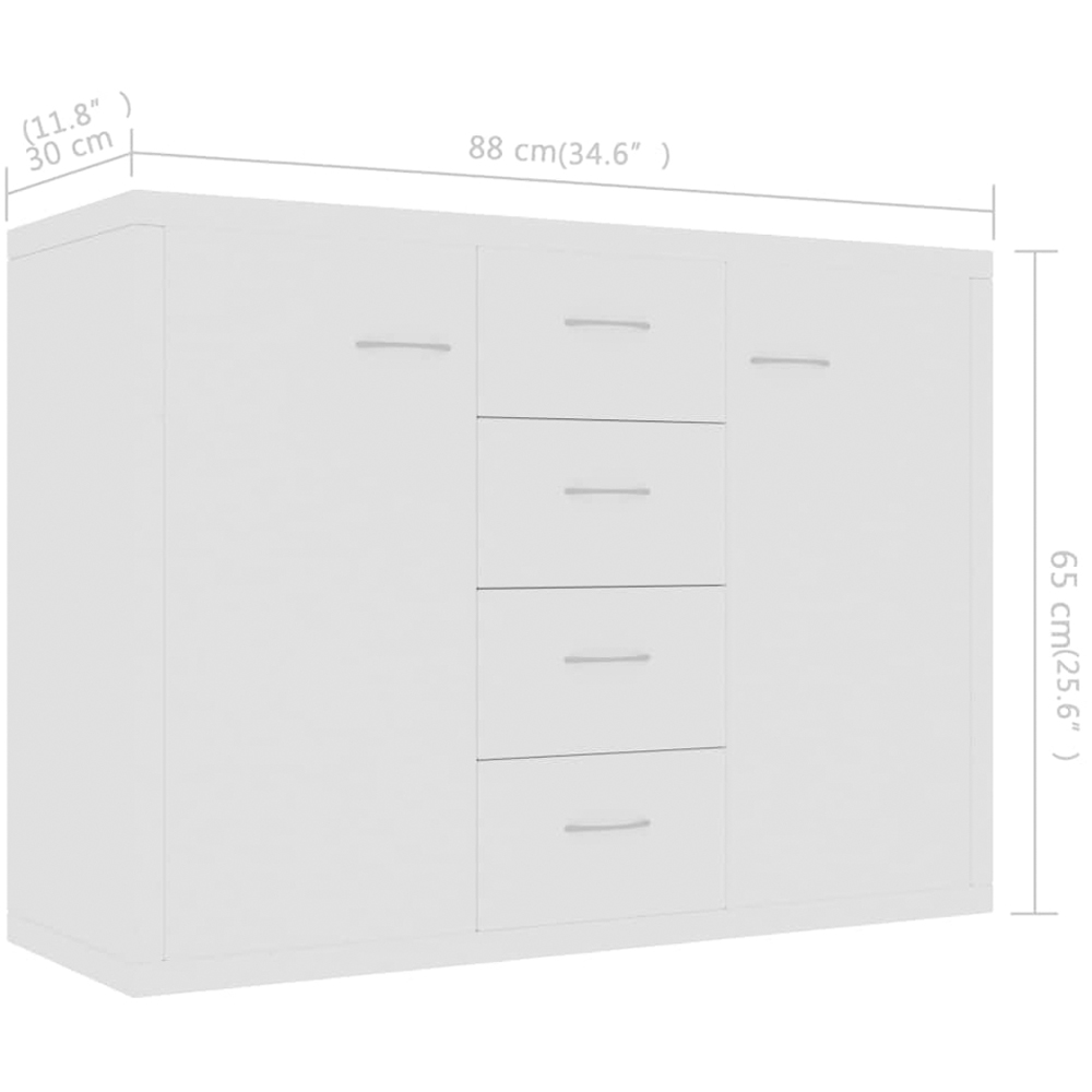 vidaXL 2 Door 4 Drawer White Sideboard Image 7