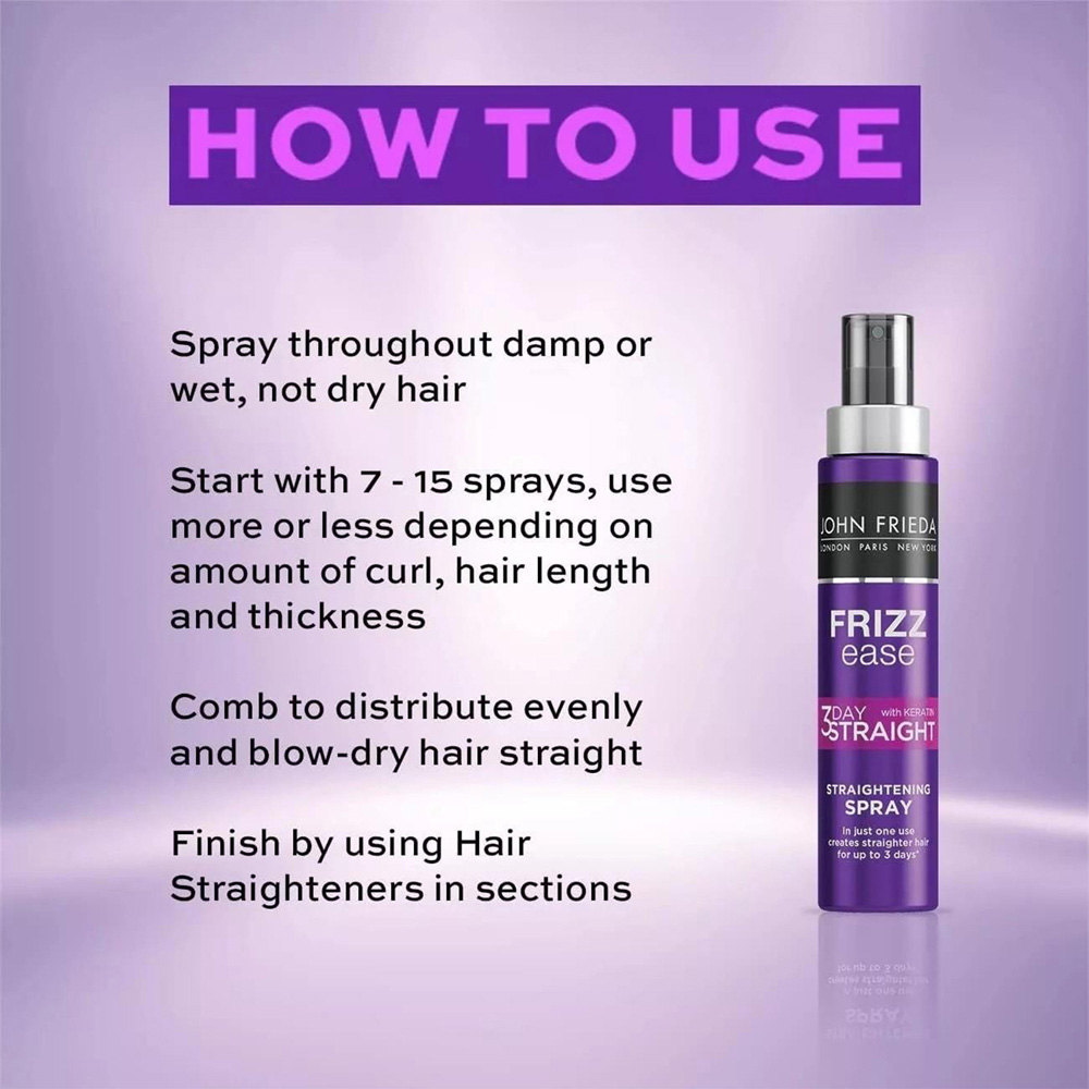 John Frieda 3 Day Straight Semi-Permanent Hair Heat Protect Styling Spray 100ml 6 Pack Image 4