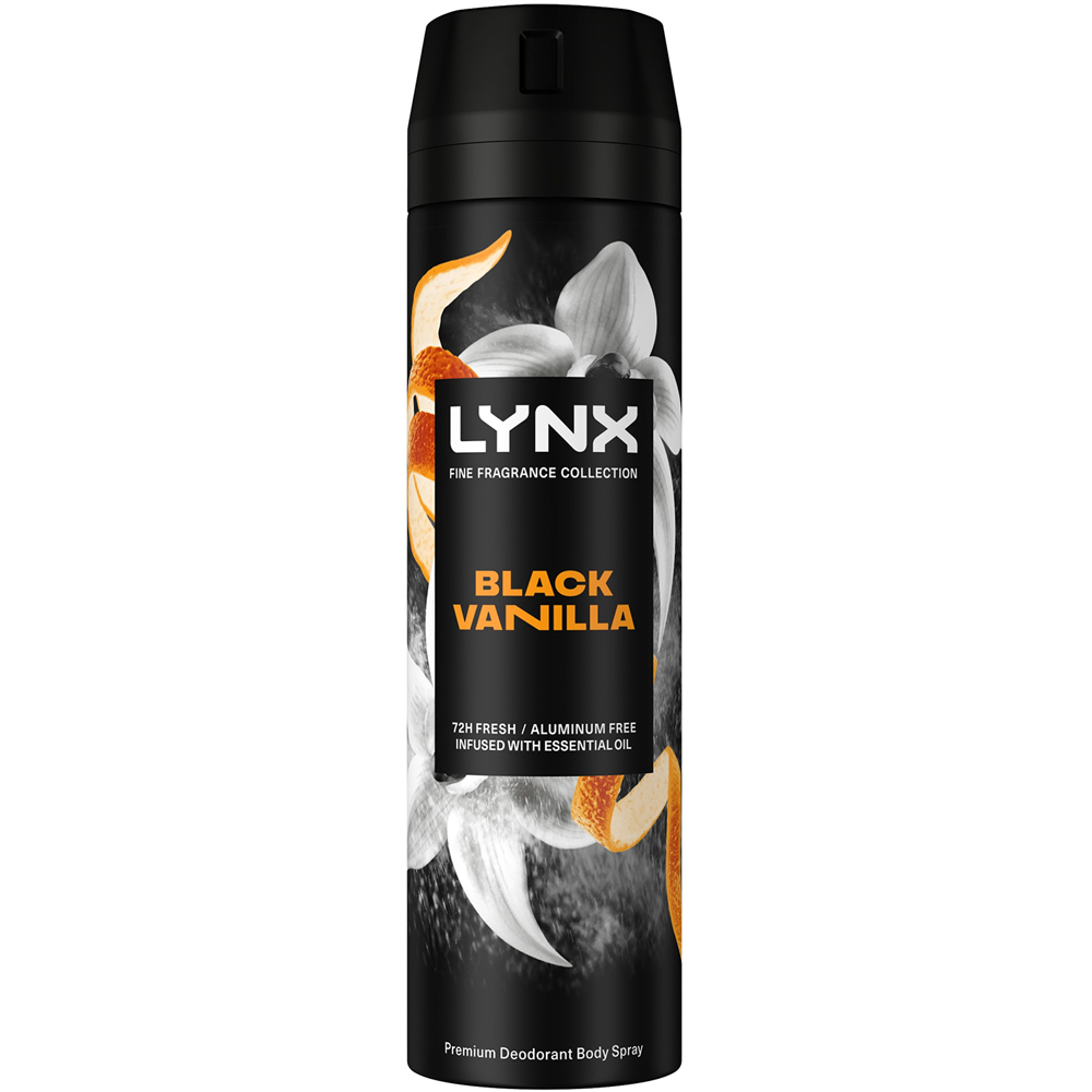 Lynx Fine Fragrance Collection Black Vanilla Deodorant Body Spray 200ml 6 Pack Image 2