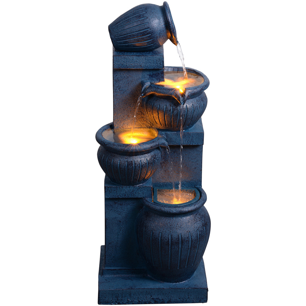 Teamson Home 4-Tier Navy Vertical Texture Cascading Bowl Water Fountain 72cm Image 4