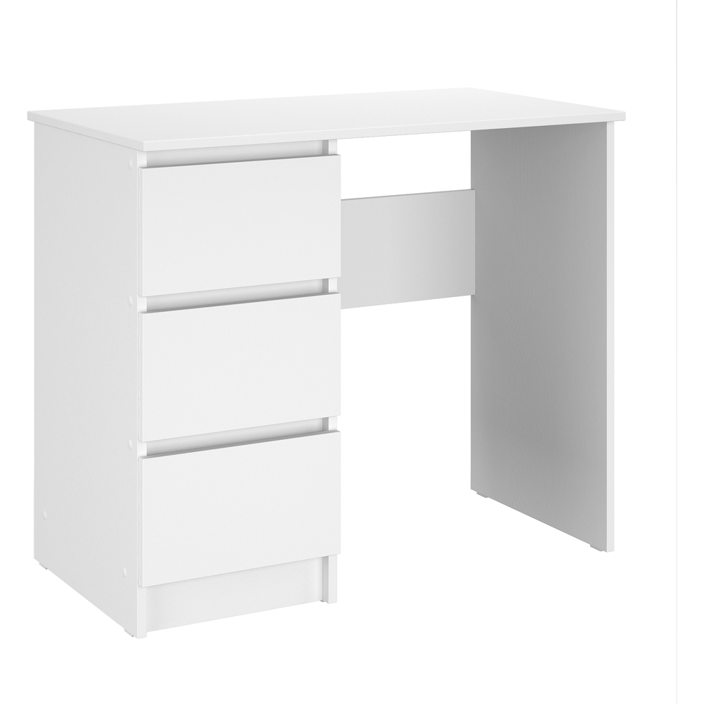 Shefa Cina 3 Drawer Compact Computer Desk White Image 2