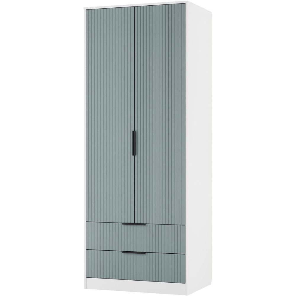 Crowndale Fluted 2 Door 2 Drawer Duck and White Matt Tall Wardrobe Ready Assembled Image 4
