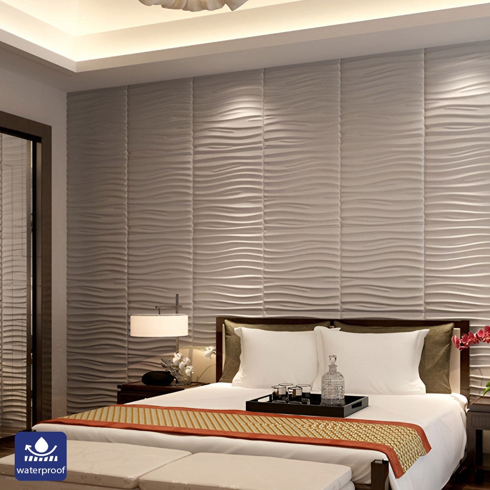 Britwall Nile Wave 3D Grid PU Leather Wall Panel 600 x 600mm 4 Pack Image 4