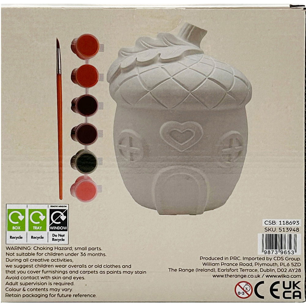 Paint Your Own Ceramic Acorn House Kit White Image 2