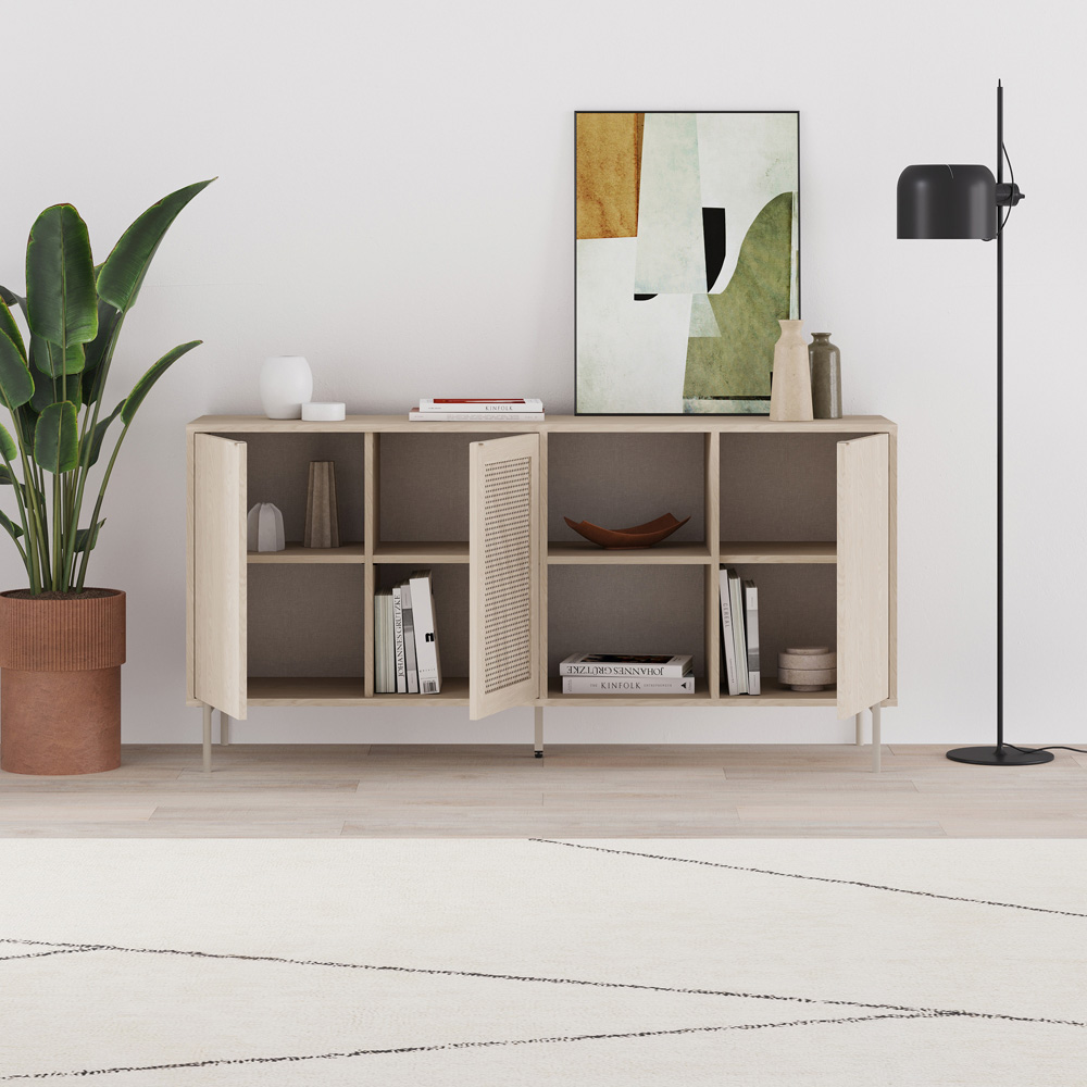 Decortie New Inca 3 Door 2 Shelf Pusula Sandstone Metal Sideboard Image 3