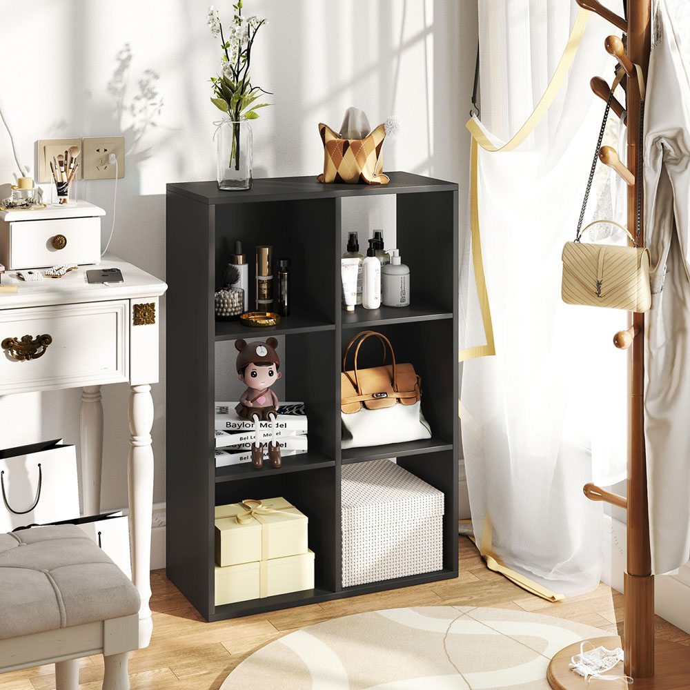 HOMCOM 6 Cube Black Bookshelf Image 3