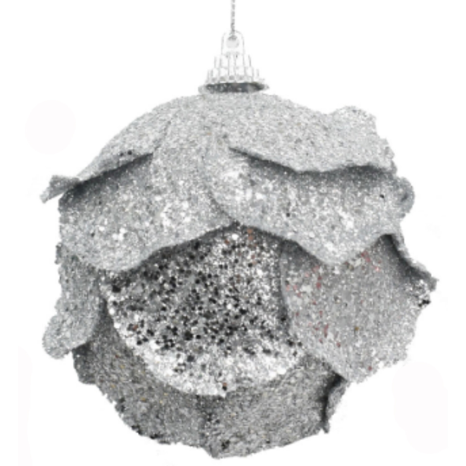 White Silver Flower Bauble Image 2