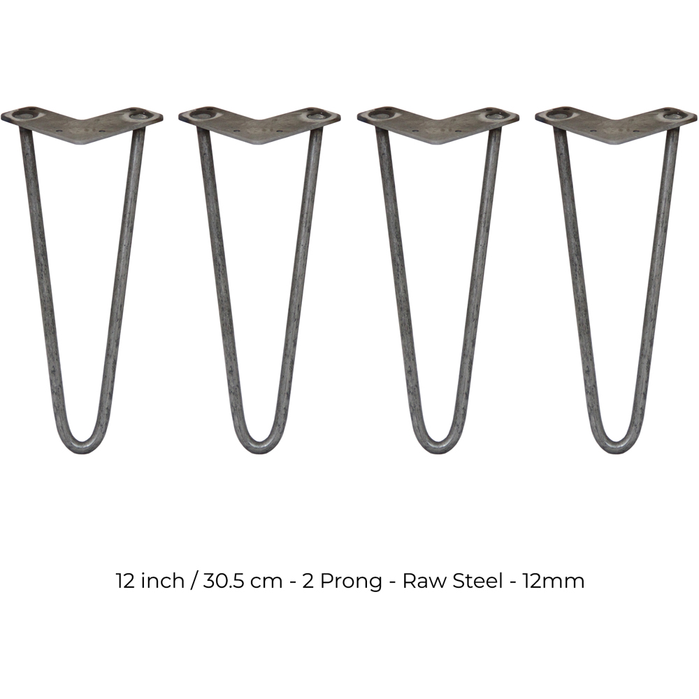 MonsterShop 2 Prong Raw Steel Hairpin Leg 305mm 4 Pack Image 5