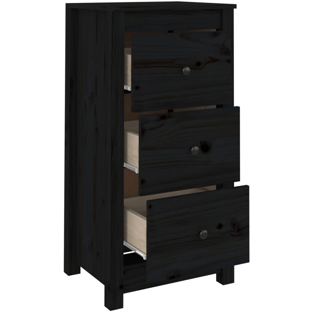 vidaXL 3 Drawer Black Wooden Sideboard Set of 2 Image 6
