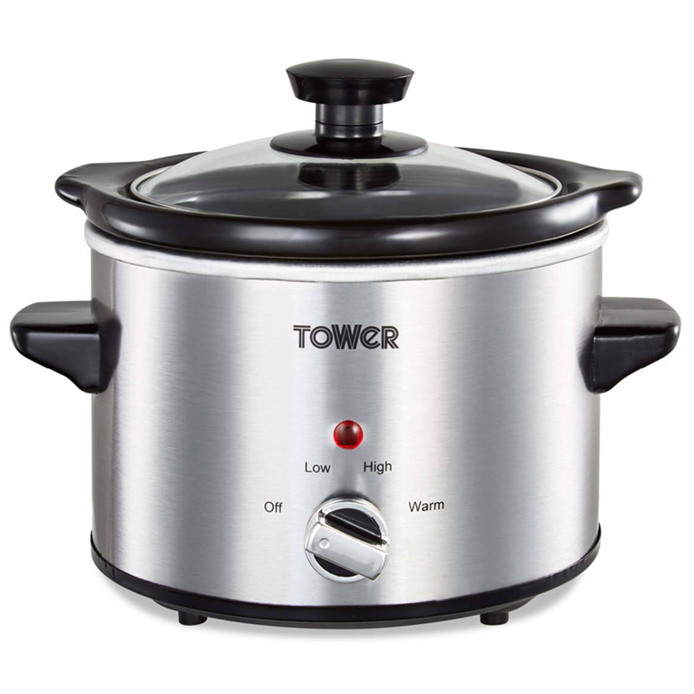 Tower T16020 Infinity 1.5L Silver Stainless Steel Slow Cooker Image 1