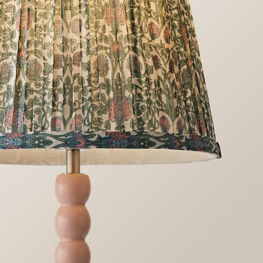 ValueLights Floral Pleated Shade Pastel Pink Bobbin LED Table Lamp with Bulb Image 5