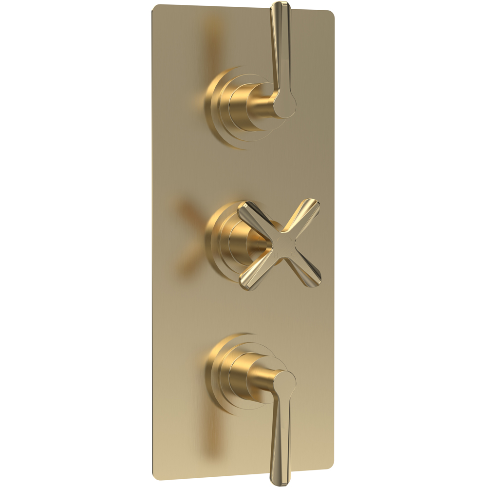 nuie Aztec Brushed Brass Triple Thermostatic Shower Valve with Diverter Image 1