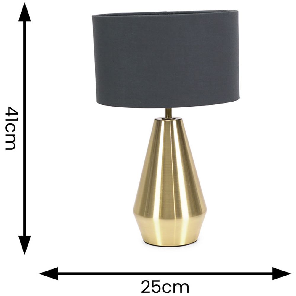 ValueLights Jax Charcoal Shade Antique Brass Touch LED Table Lamp Image 6