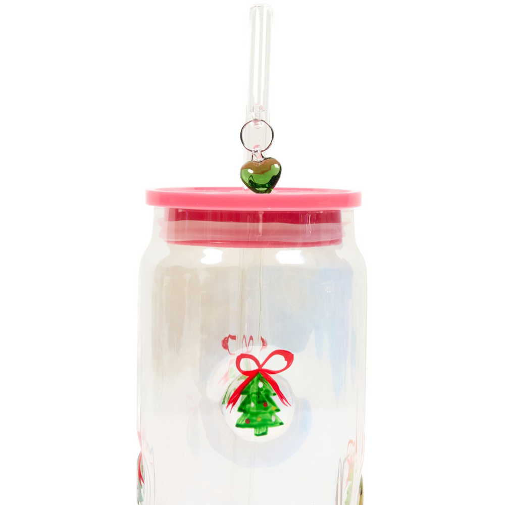 3D Christmas Tree Lustre Drinking Jar with Icon Image 3