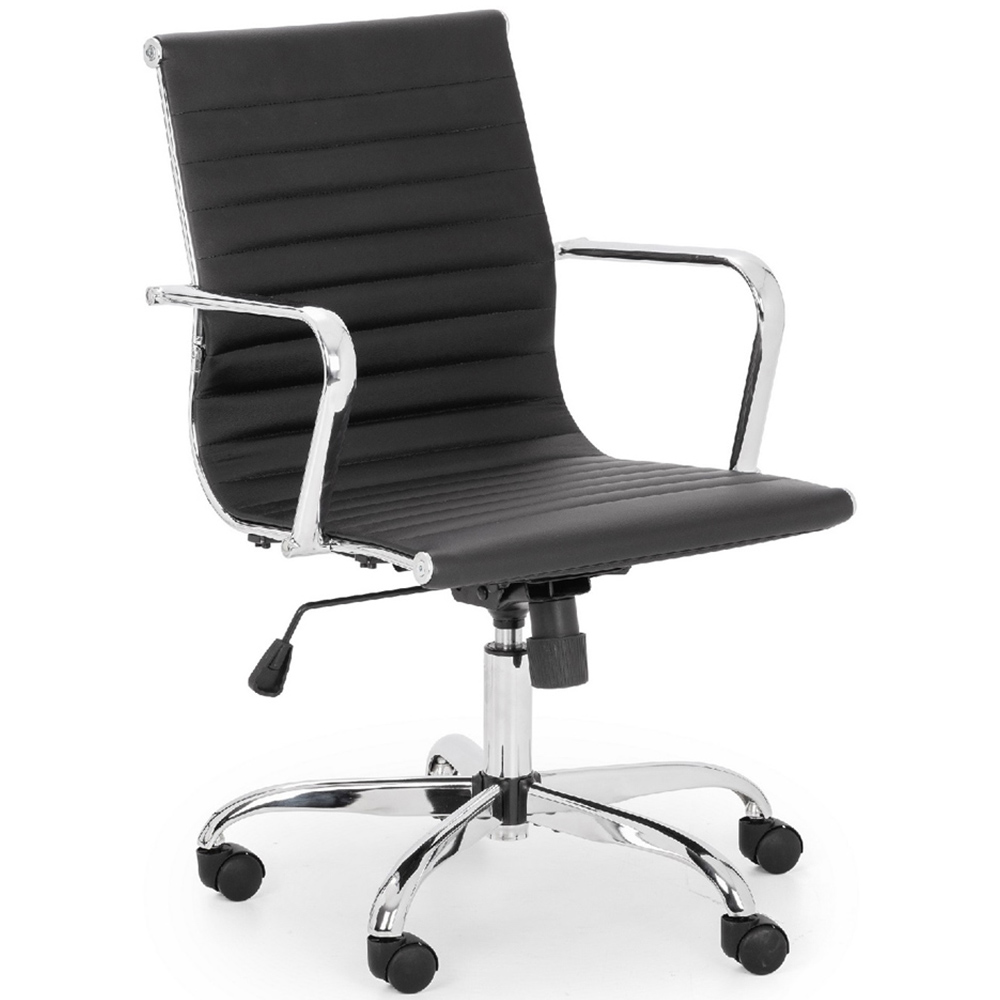 Julian Bowen Gio Black and Chrome Faux Leather Swivel Office Chair Image 2