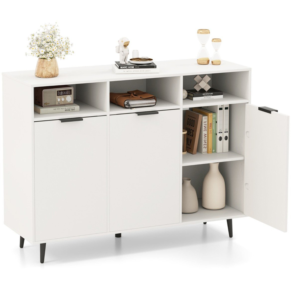 Costway 3 Door 3 Shelf White Buffet Cabinet Image 3