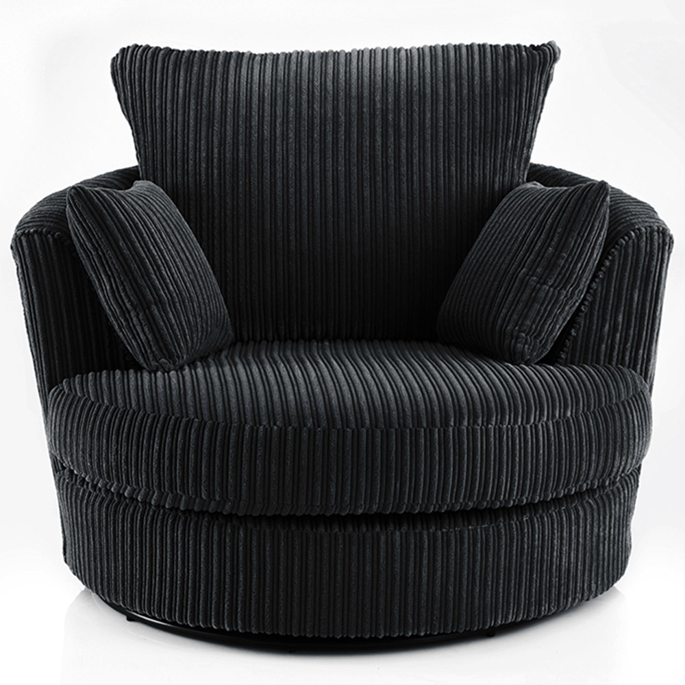 Portland Canolo Luxury Black Jumbo Cord Swivel Chair Image 2
