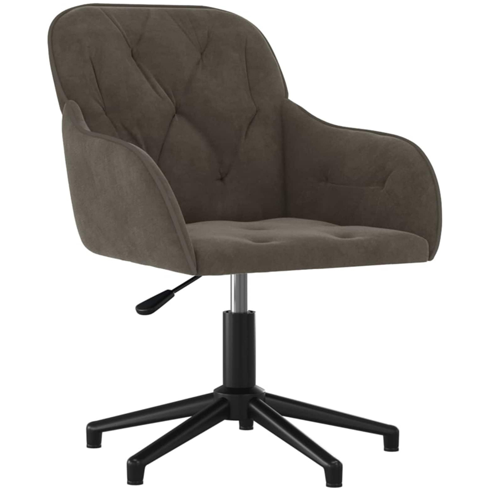 vidaXL Set of 2 Dark Grey Velvet Height-Adjustable Swivel Dining Chair Image 3
