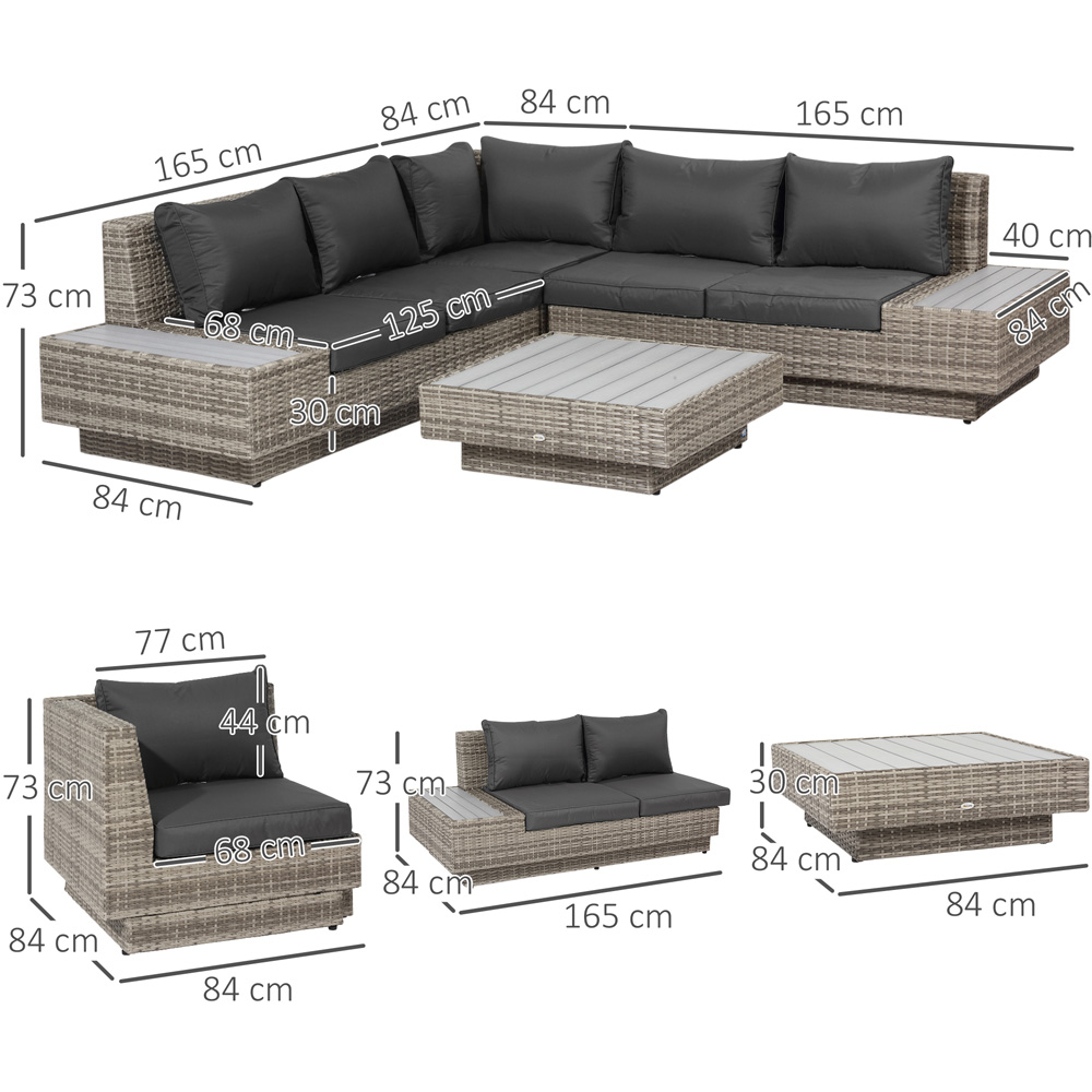 Outsunny 5-Seater Light Grey Rattan Outdoor Corner Sofa Set Image 7