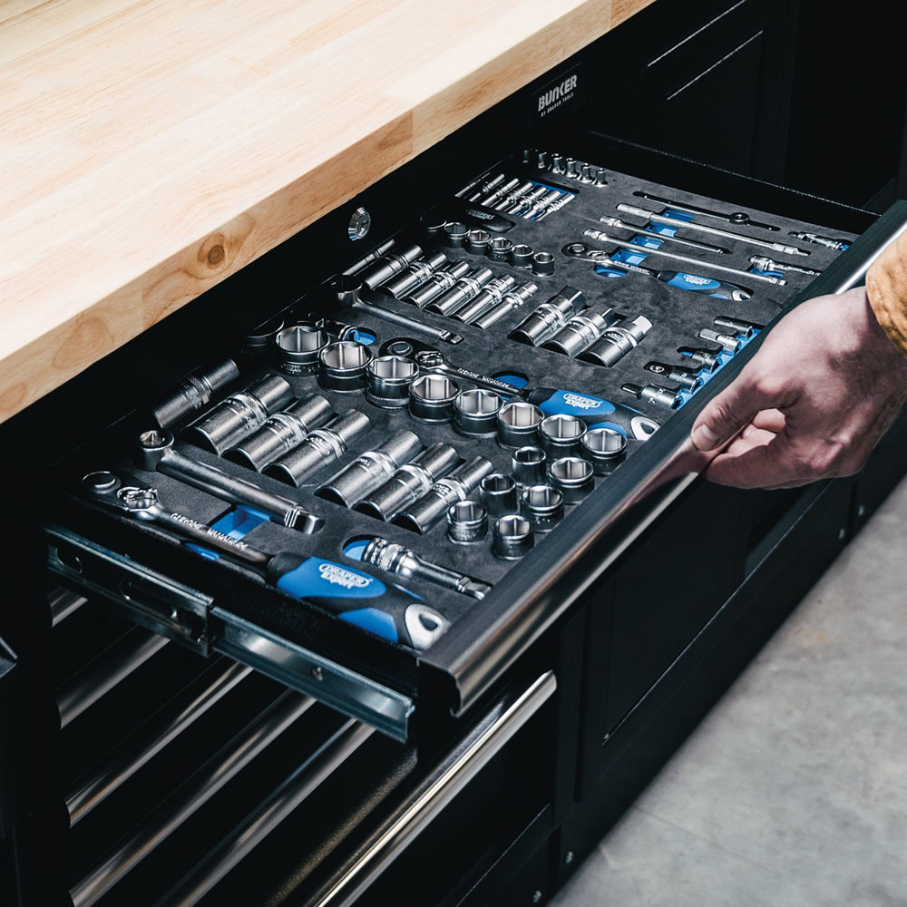 BUNKER 25 Piece Modular Storage with Hardwood Worktop Image 3