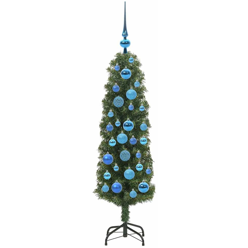 vidaXL Green Artificial Christmas Tree with Pinecones LEDs Blue Decoration Ornaments 4ft Image 4