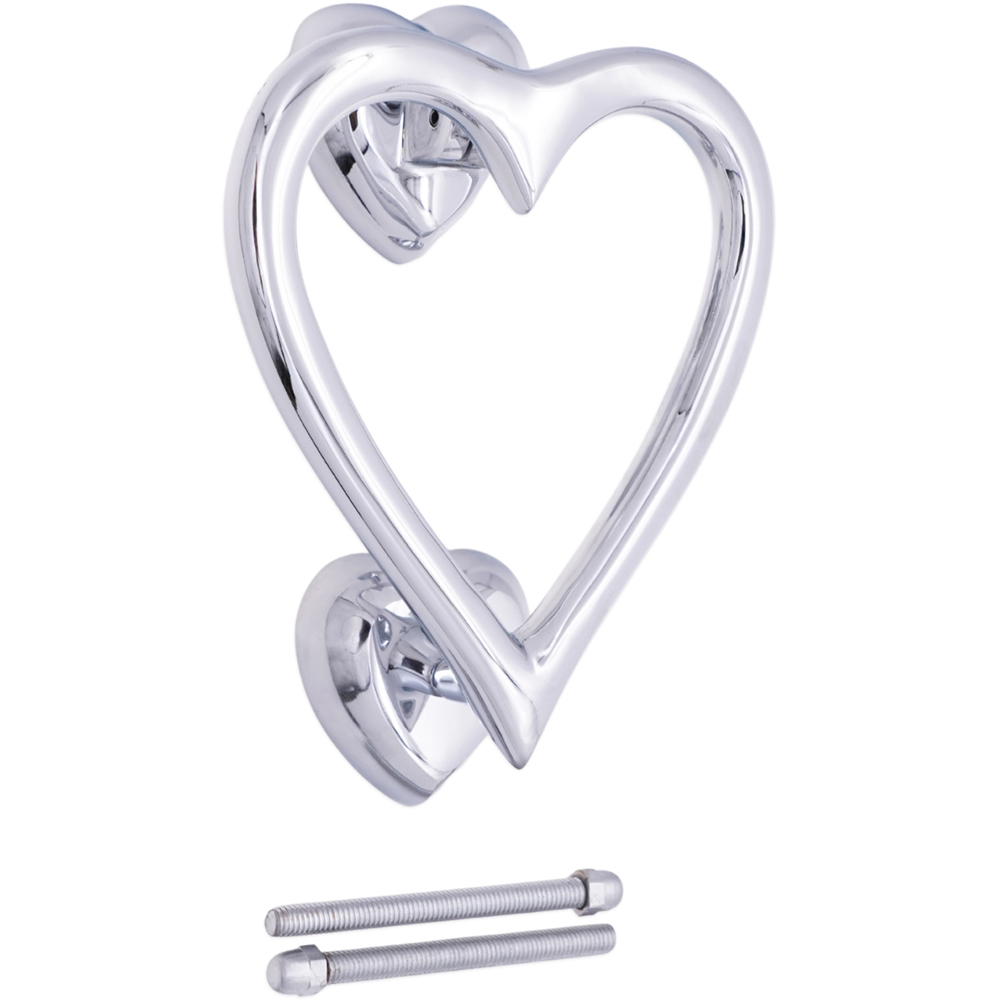 Spira Brass Polished Chrome Heart Door Knocker Image 4