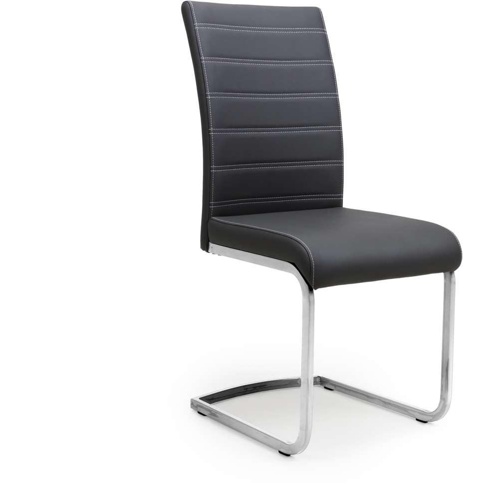 Callisto Set of 2 Black Leather Effect Dining Chair Image 2