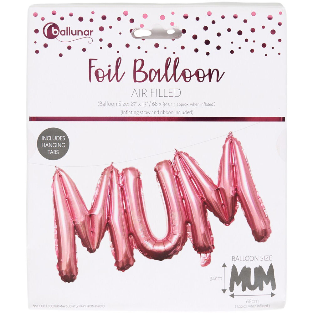 Shiny Mum Foil Balloon Banner Pink Image 2