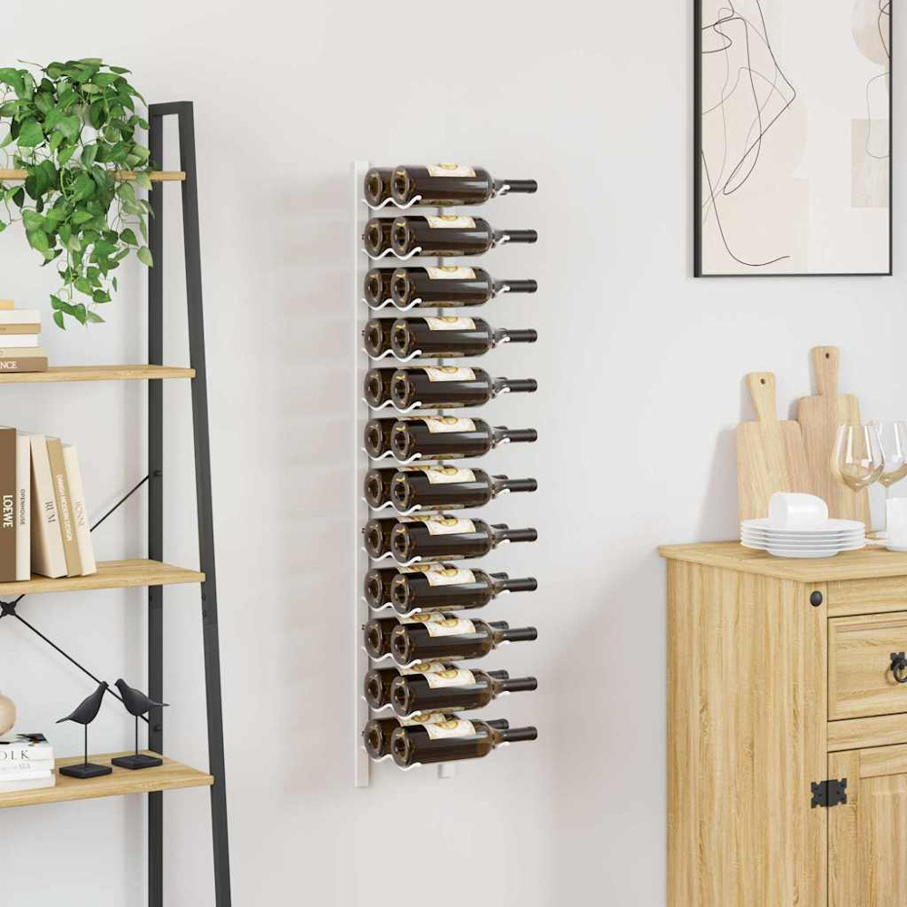 vidaXL 24 Bottle White Wall Mounted Wine Rack Image 2