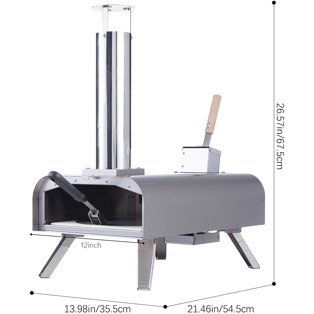 Living and Home Silver Stainless Steel Outdoor Pizza Oven with Pizza Stone Image 9